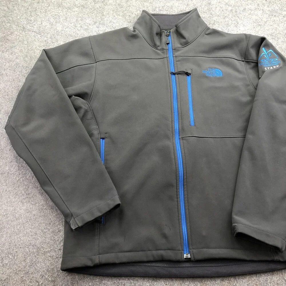 The North Face Jacket Mens Medium Gray Softshell Fleece Full Zip Hiking Outdoor